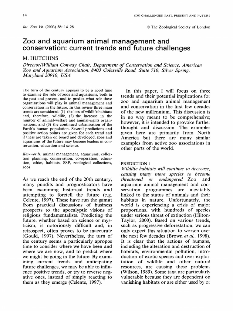 Zoo and Aquarium Animal Management and Conservation | PDF | Zoo ...