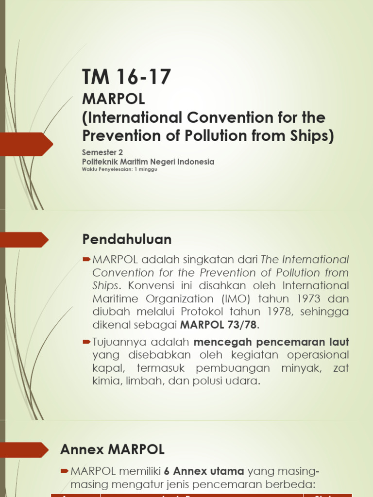 Pengantar MARPOL 1973 dan Annex-nya | PDF