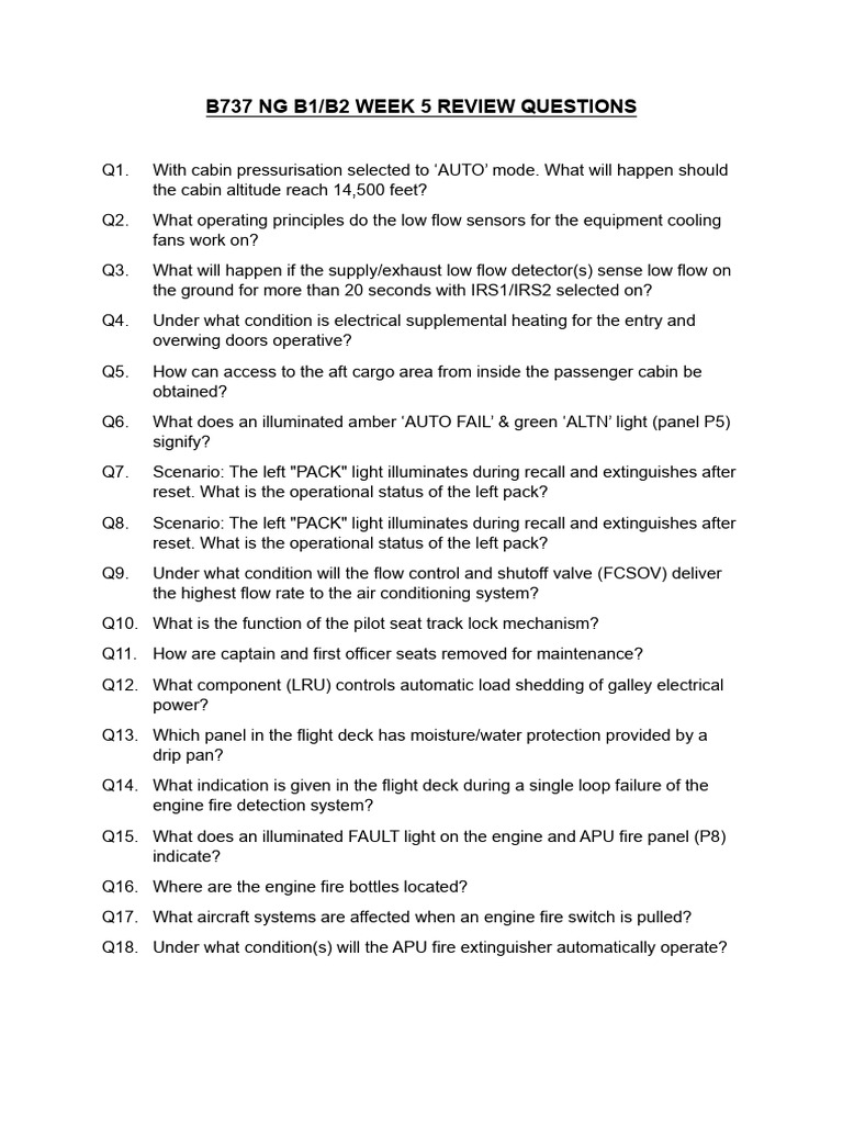 B737 NG B1/B2 Week 5 Review Questions | PDF | Aircraft | Aviation