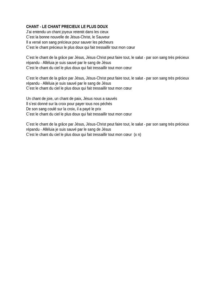 Chant Précieux de Joie et de Grâce | PDF