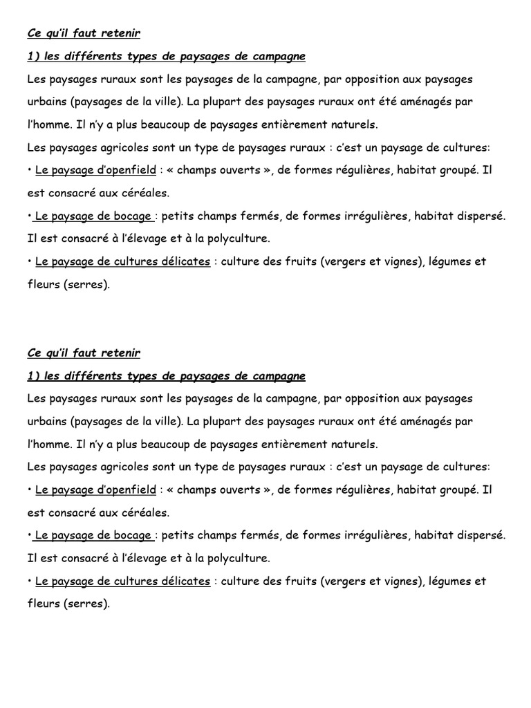 Types de paysages ruraux et vie à la campagne | PDF | Zone rurale ...