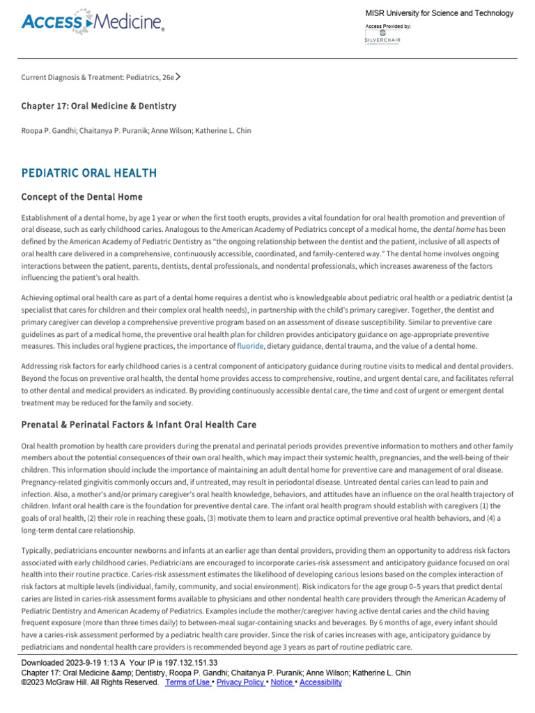 Chapter 17 - Oral Medicine & Amp Dentistry | PDF | Human Tooth | Oral ...