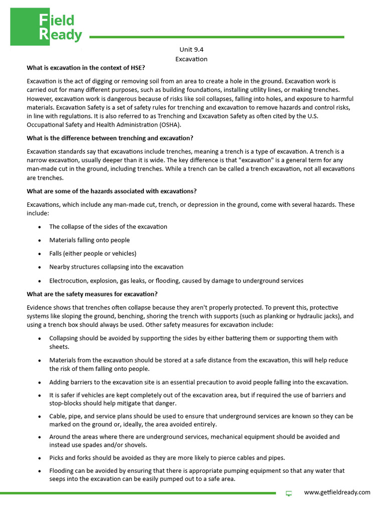 Excavation Safety Guidelines HSG 185 | PDF | Trench | Hazards