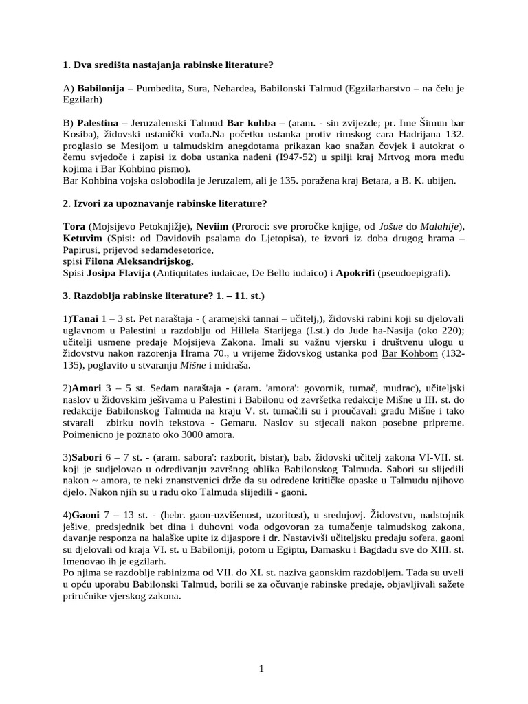 Rebić - Uvod U Pobiblijsku Rabinsku Književnost | PDF