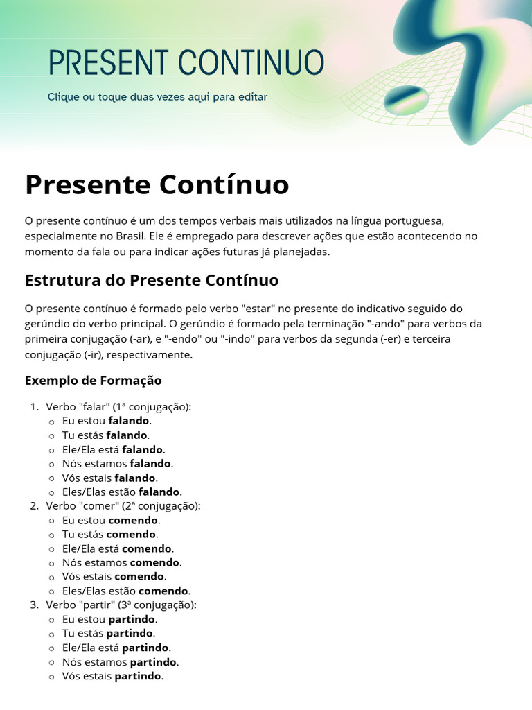 Uso do Presente Contínuo em Português | PDF
