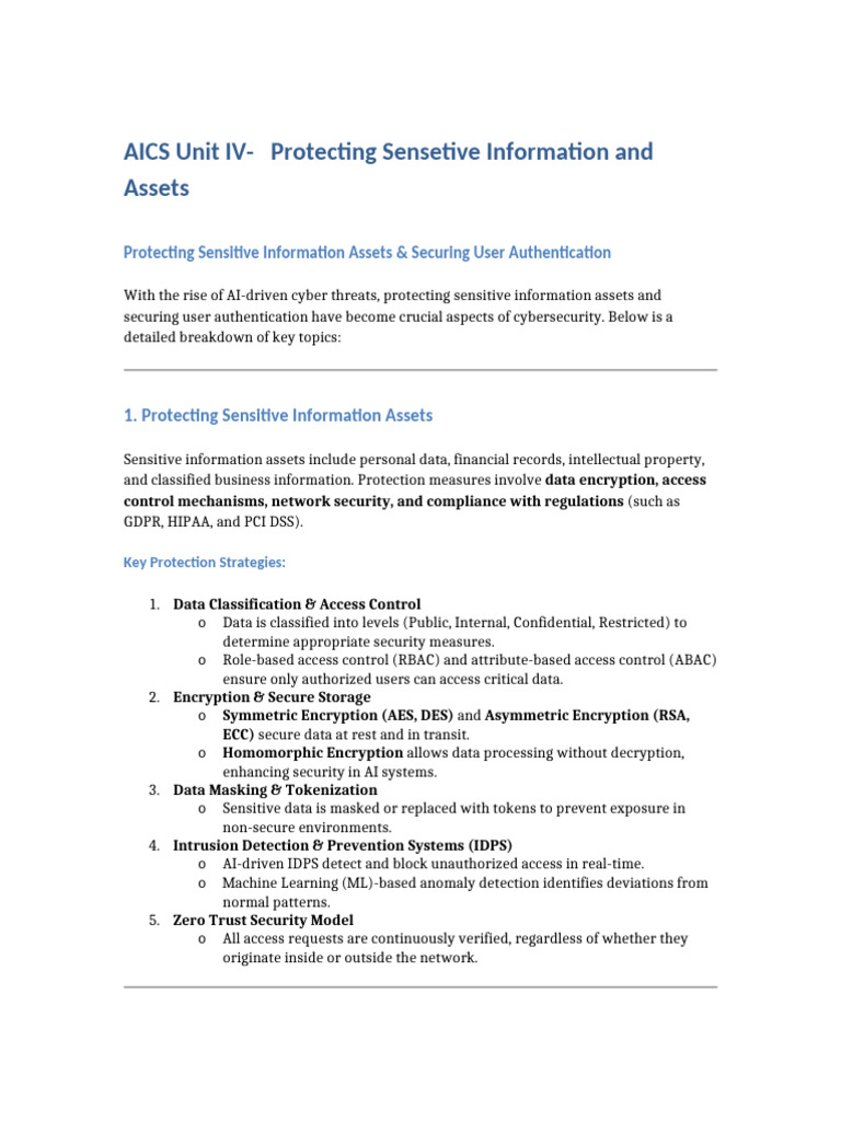 AICS Unit IV Notes 31-03 | PDF | Authentication | Machine Learning