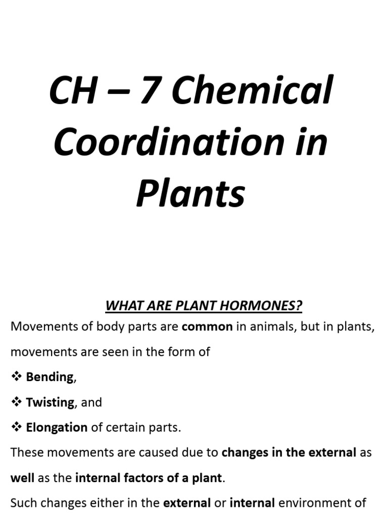 Chemical Coordination in Plants | PDF | Plant Hormone | Auxin