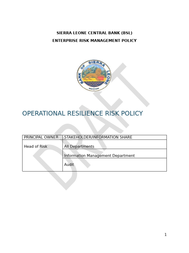 Sierra Leone Central Bank Resilience Policy | PDF | Computer Security ...