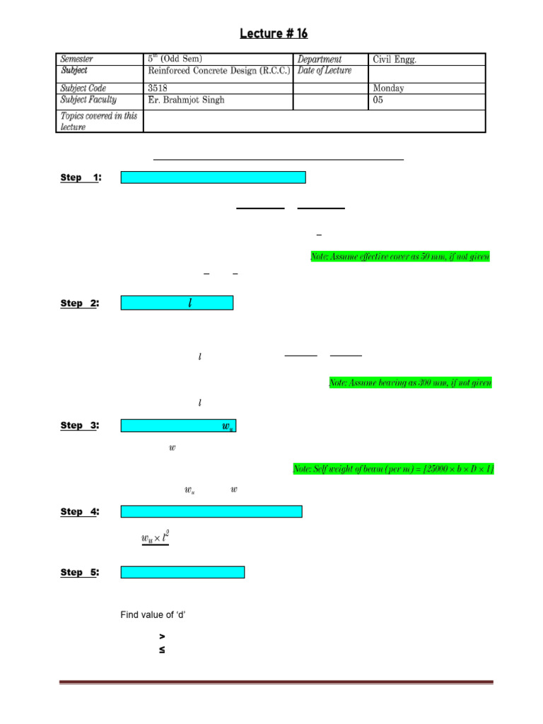 RCC Lec#16 | PDF | Beam (Structure) | Bending