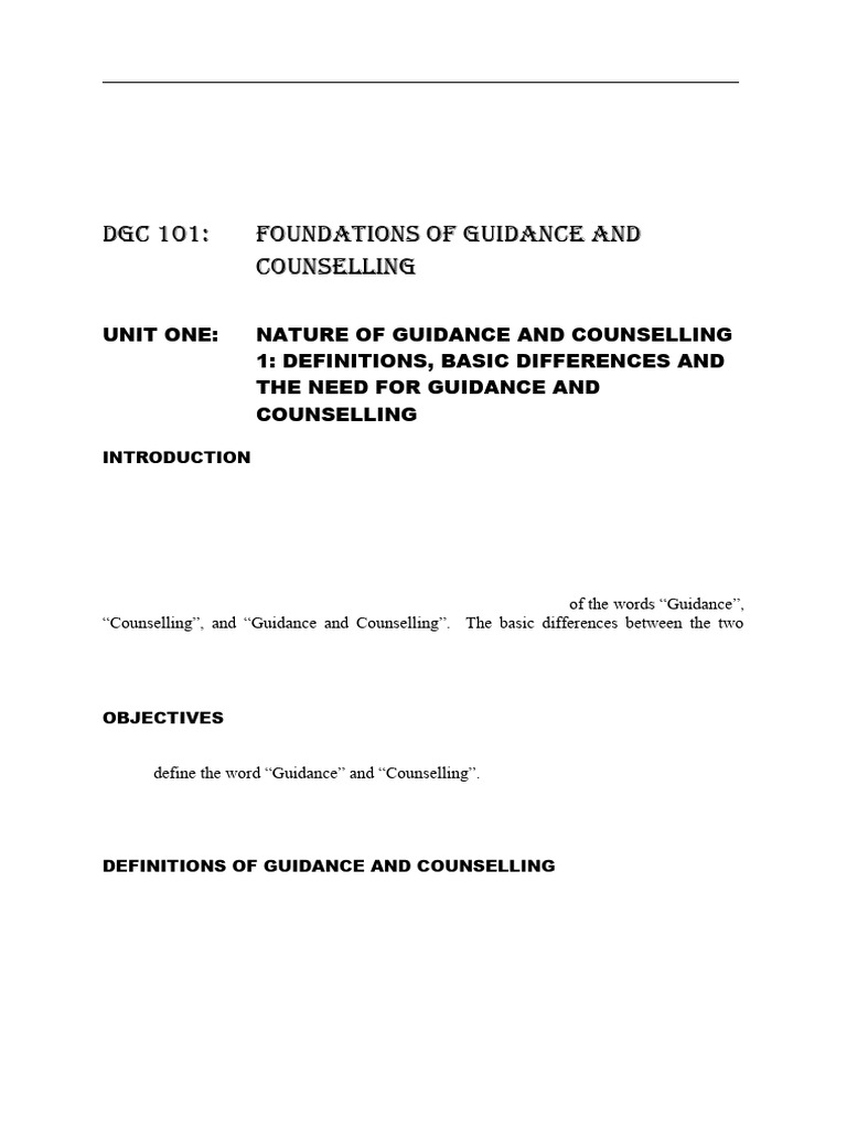 DGC 101 Introduction To The Foundation of GC | PDF | Counseling ...