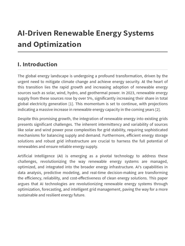 AI Innovations in Renewable Energy Systems | PDF | Renewable Energy ...
