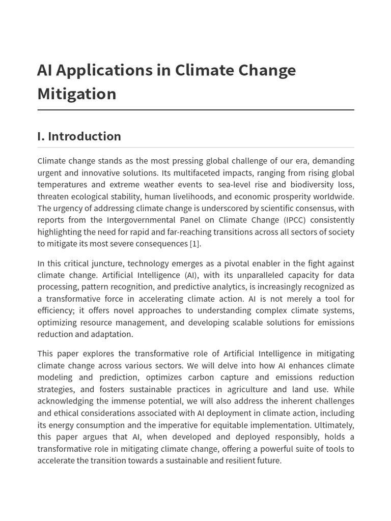 AI's Role in Climate Change Mitigation | PDF | Climate Change ...