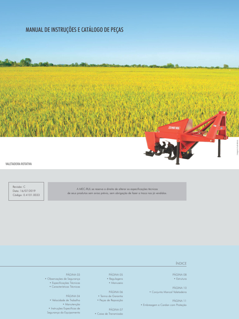 Manual da Valetadeira Rotativa | PDF | Trator | Engenharia Mecânica