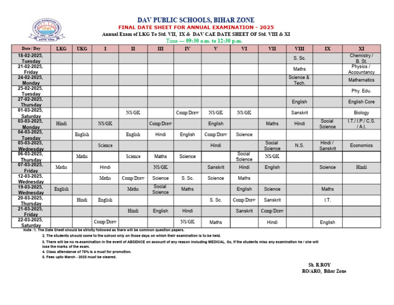 Annual Exam Datesheet 2024 - 25 | PDF | Inquiry | Science
