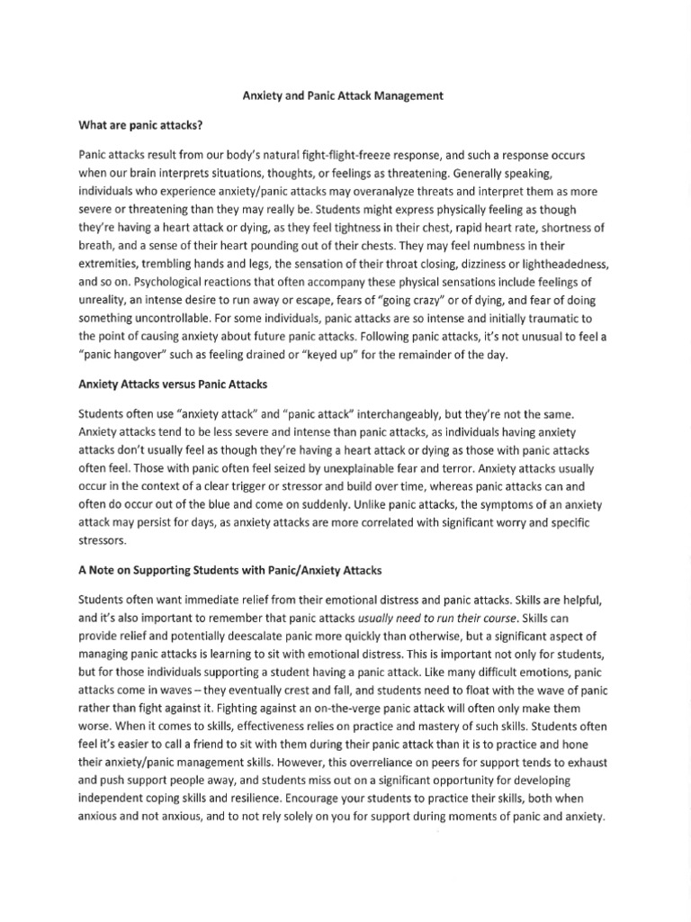 Anxiety and Panic Attack Management | PDF
