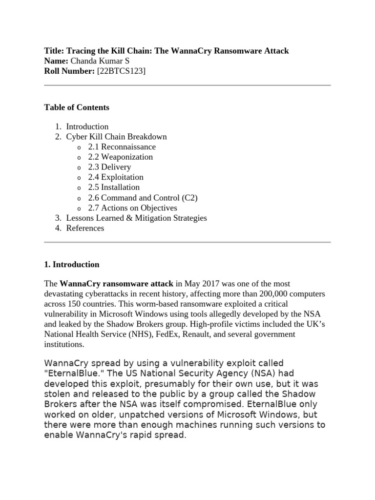 WannaCry Ransomware Attack Analysis | PDF | Ransomware | Malware