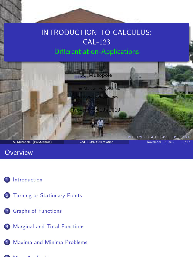 Cal 123 Differentiation Applications | PDF | Derivative | Calculus