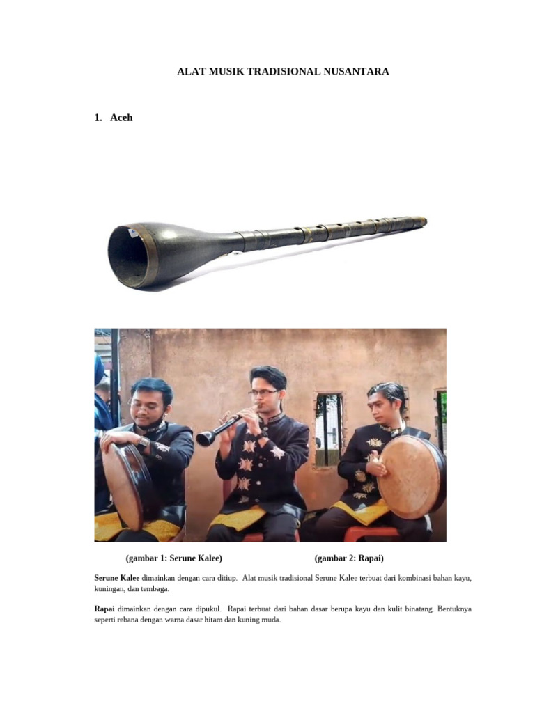 Alat Musik Tradisional Aceh: Serune Kalee | PDF