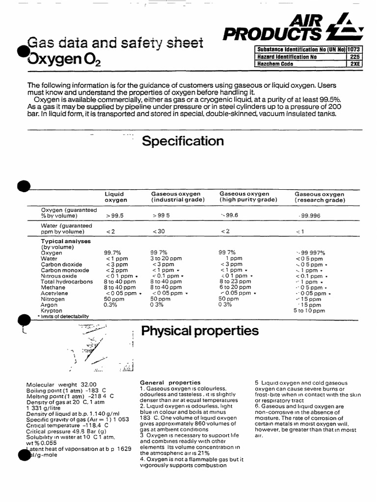 Oxygen O2 | PDF