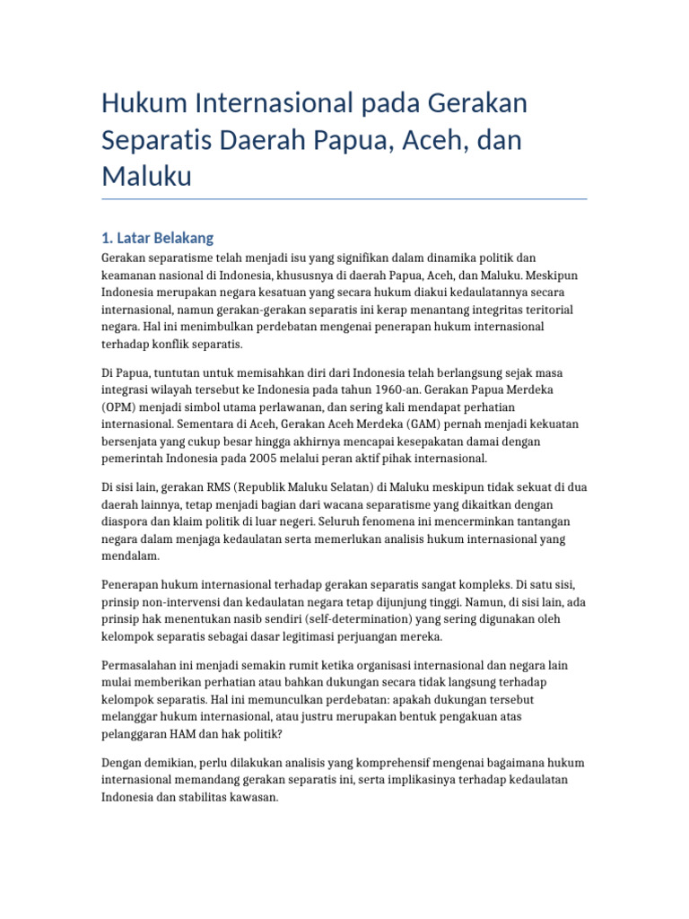 Hukum Internasional dan Separatisme Indonesia | PDF