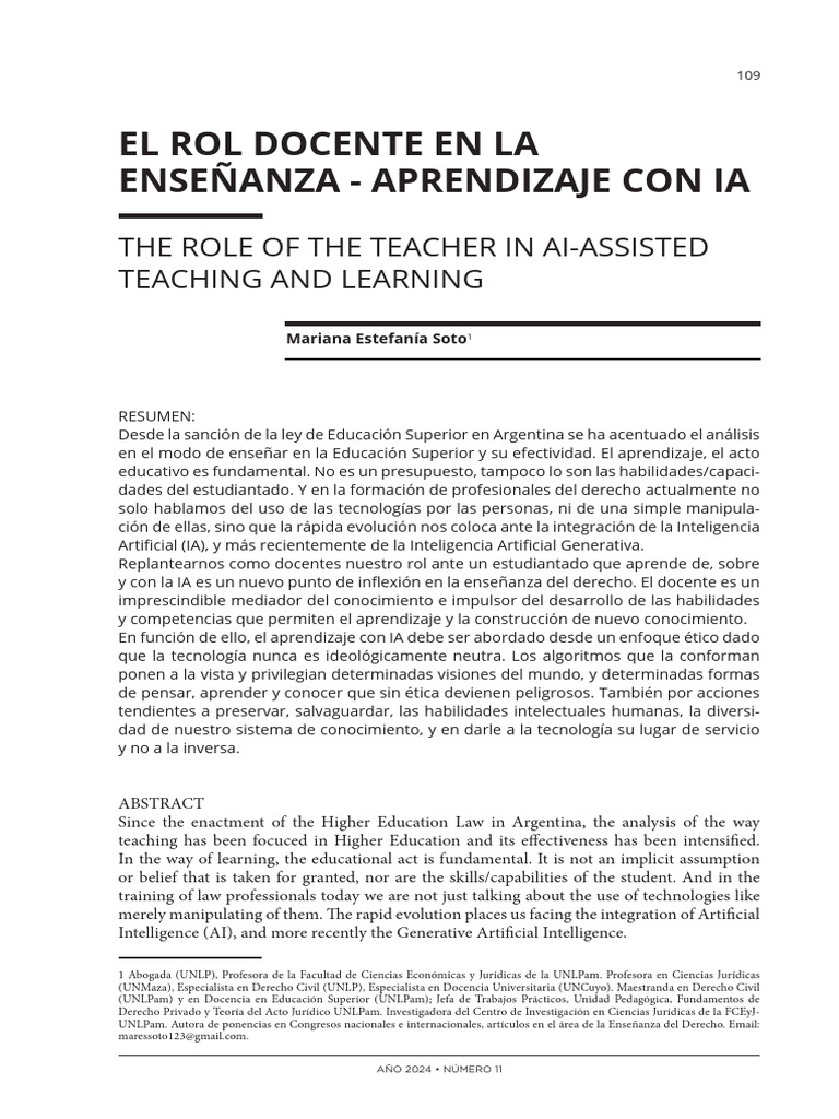 Rol del Docente en la Educación con IA | PDF | Inteligencia artificial ...