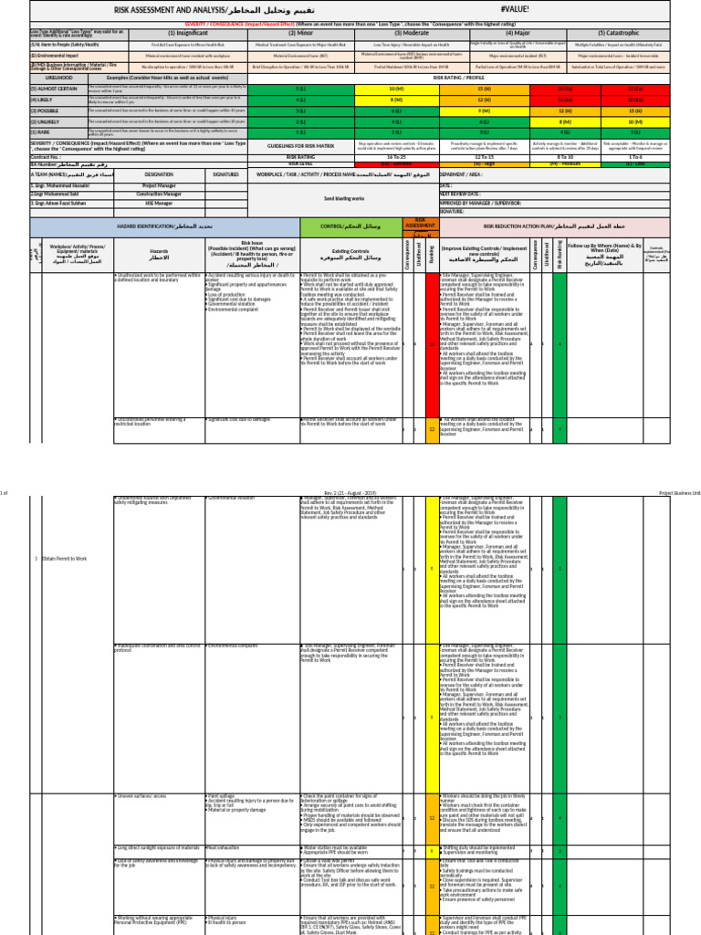 Risk Assessment Guidelines and Matrix | PDF | Personal Protective ...