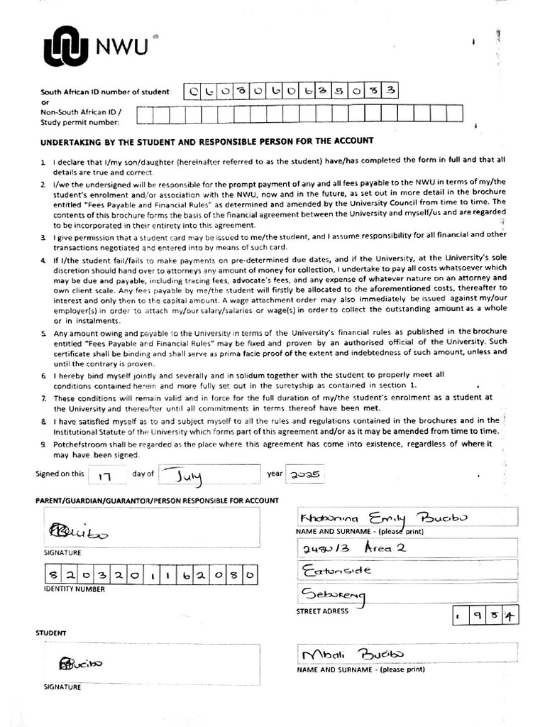 Undertaking Form 2025 | PDF