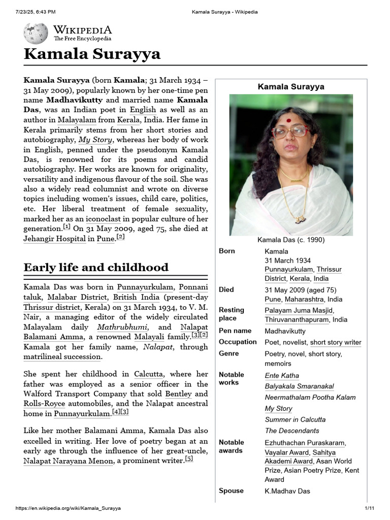 Kamala Surayya: Life and Legacy | PDF