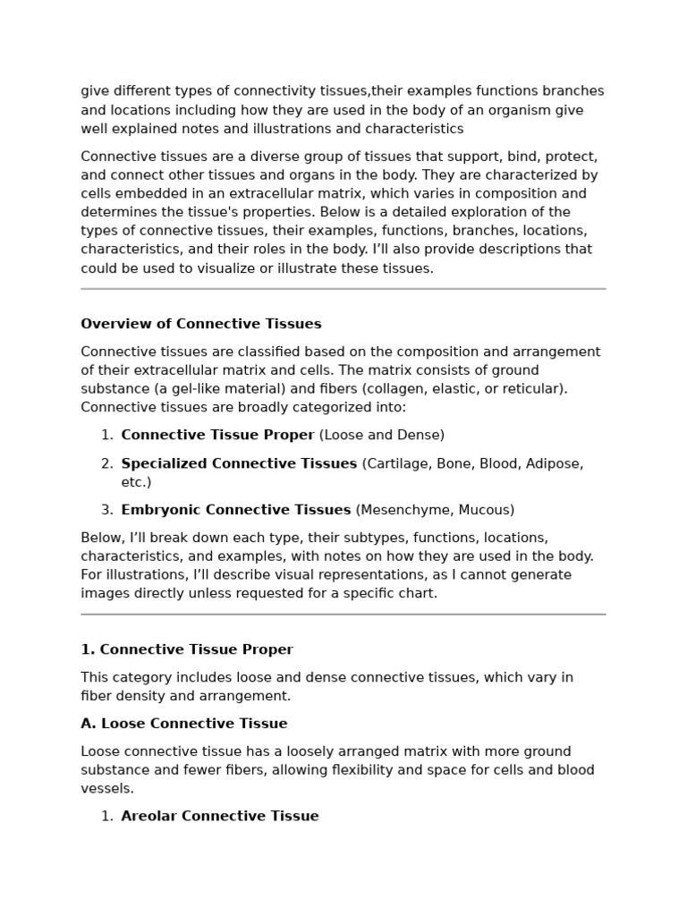 Types and Functions of Connective Tissues | PDF | Connective Tissue | Bone