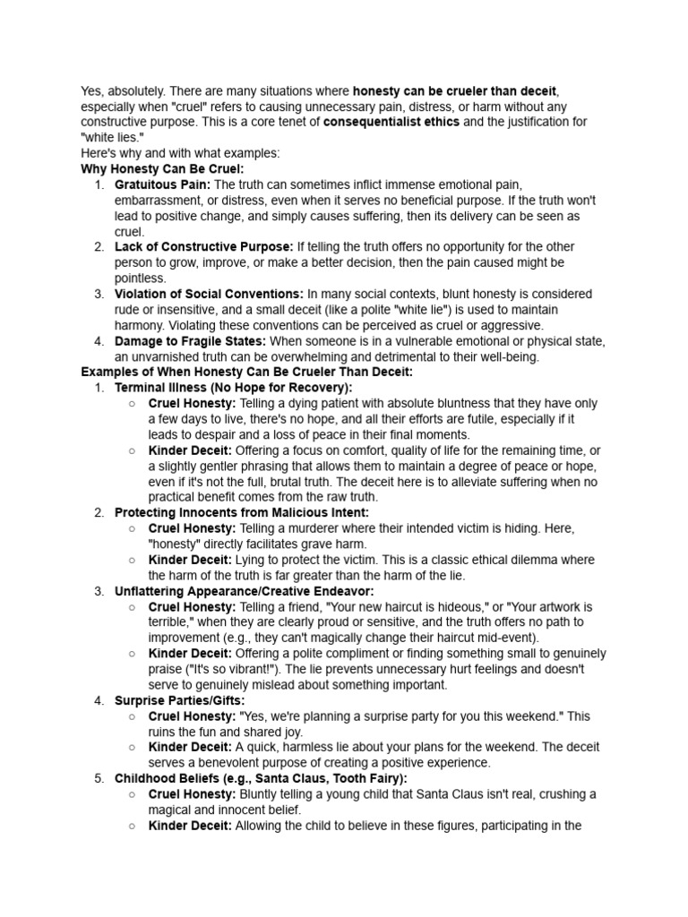 When Honesty Hurts The Case for Lies PDF Psychology