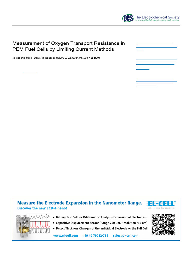 Oxygen Transport Resistance in PEM Fuel Cells | PDF | Diffusion ...