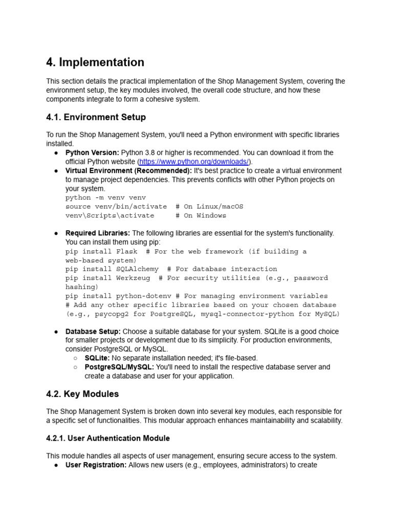 Shop Management System Implementation Guide | PDF | Password | Databases