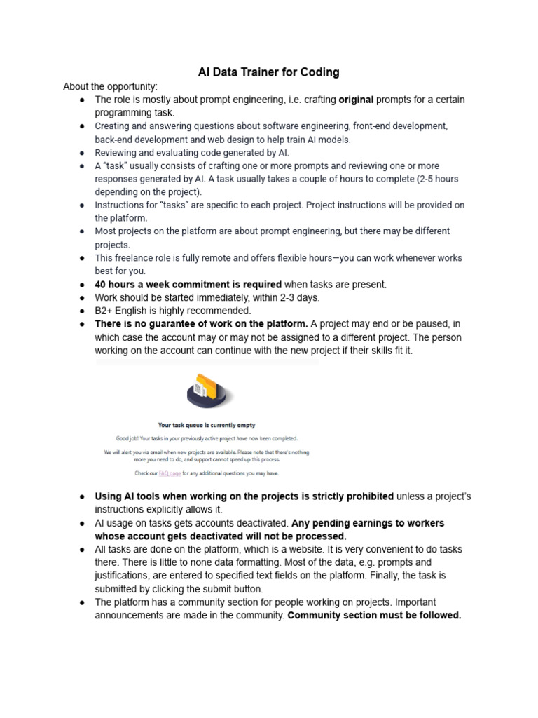 AI Data Trainer for Coding Tasks | PDF | Computing | Software Engineering