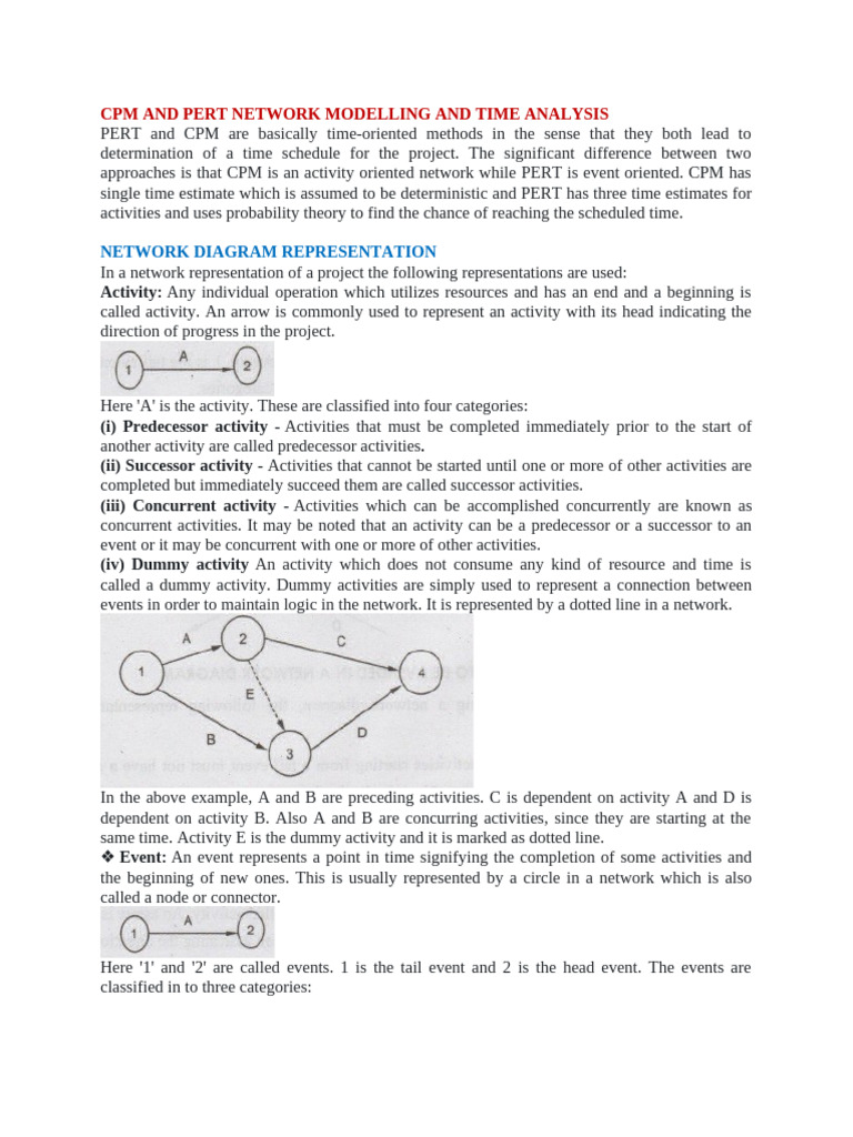 CPM and PERT Project Time Analysis | PDF | Project Management