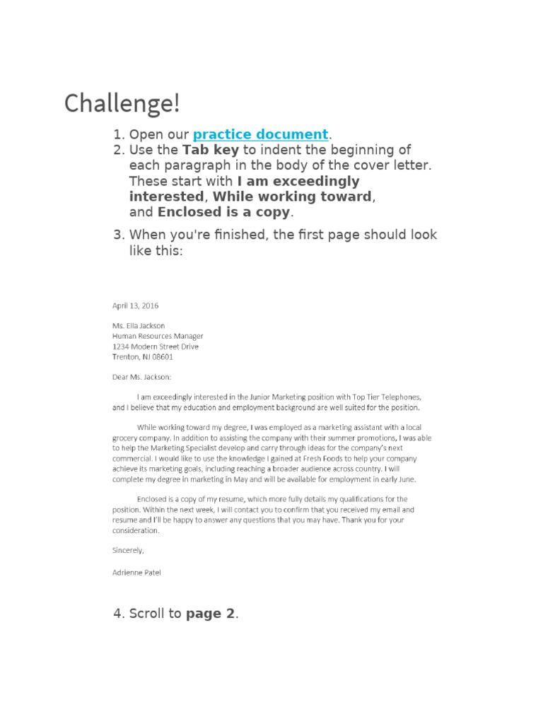 Indenting Guidelines for Cover Letters | PDF