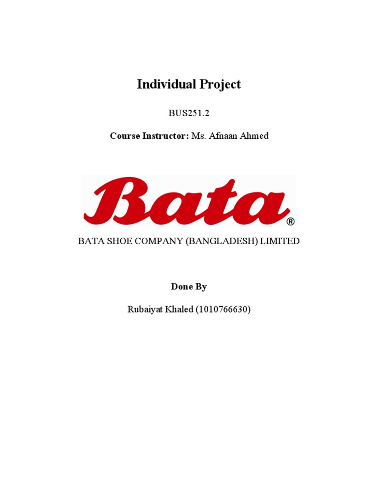 project report on bata shoes