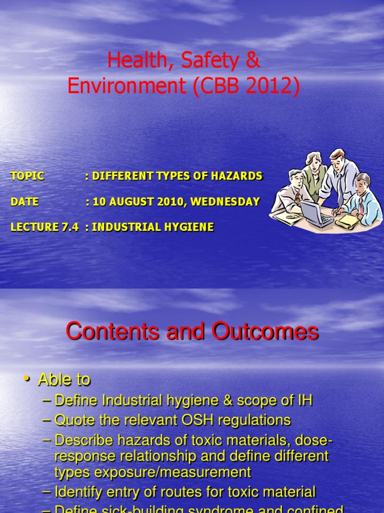 Lecture 7.4 Industrial Hygiene PDF Toxicity Occupational Hygiene