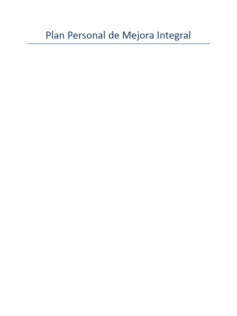 Plan de Mejora Personal Integral | PDF