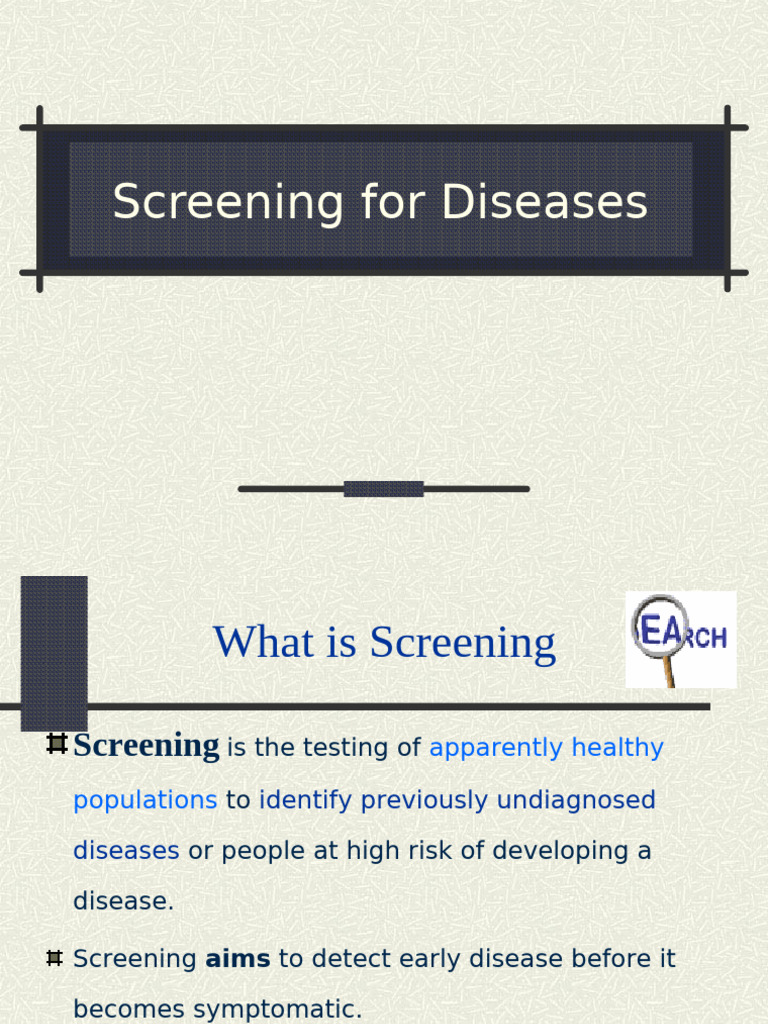 Screening of Disease - Final | PDF | Sensitivity And Specificity ...
