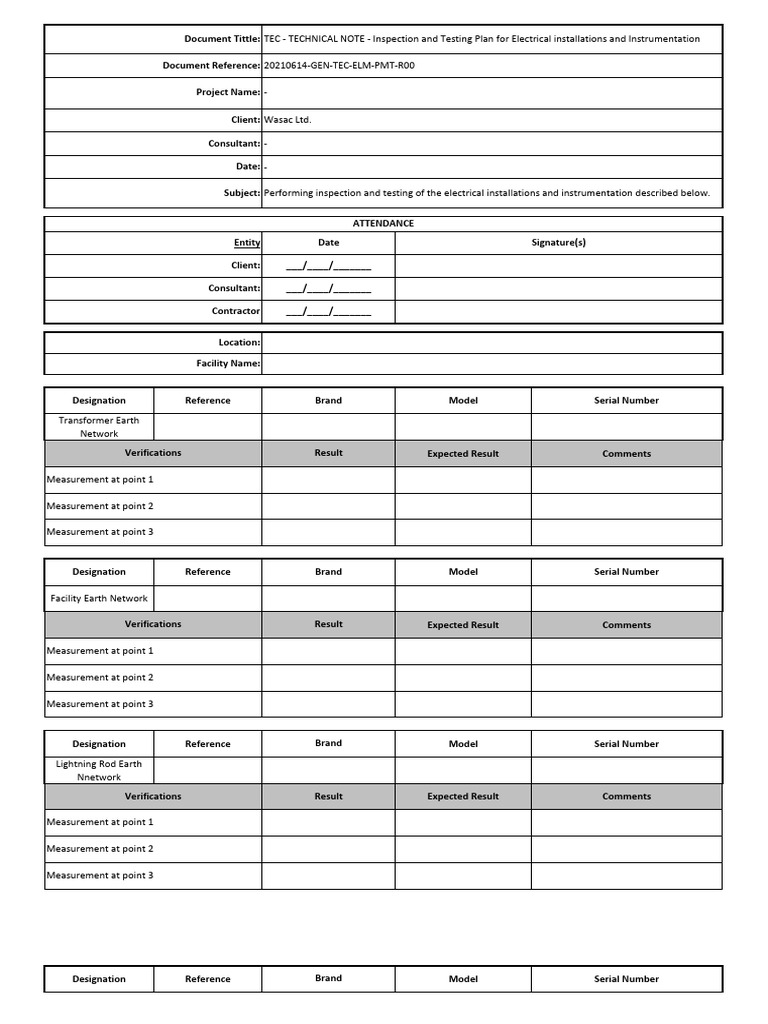 Electrical Inspection and Testing Plan | PDF | Electrical Connector ...