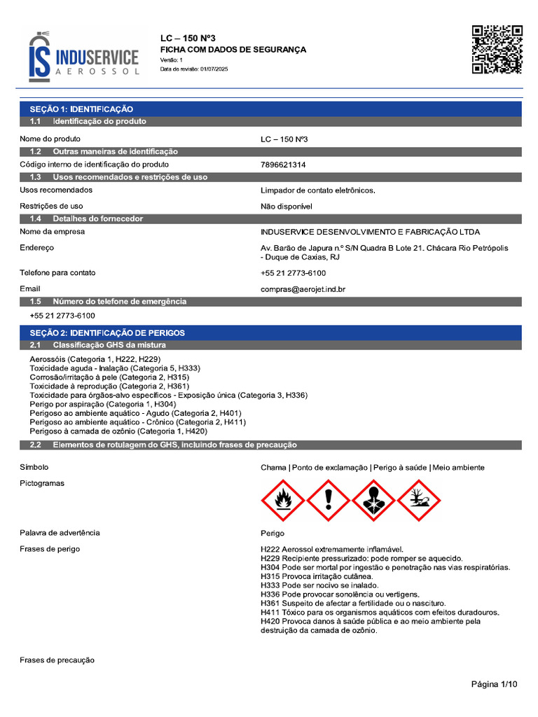 FDS LC 150 - Limpa Contatos Aerojet | PDF