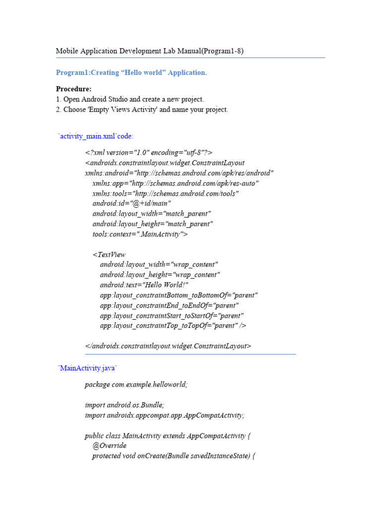 Android Mobile App Development Manual | PDF | Android (Operating System ...