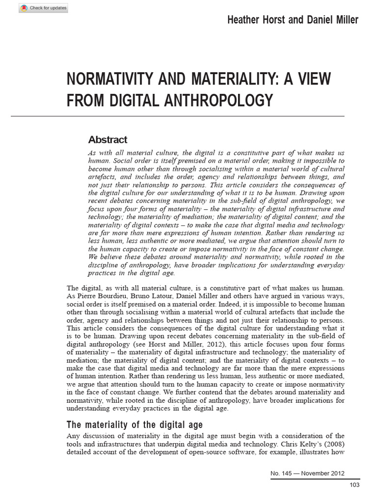 Digital Materiality and Human Identity | PDF | Anthropology | Attention
