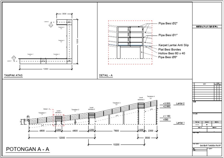 Desain dan Gambar Kerja Ramp Tangga | PDF