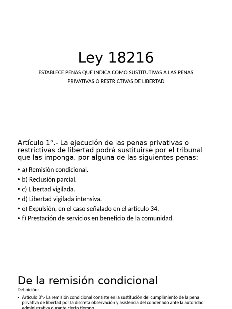 Penas Sustitutivas Ley 18216 | PDF | Castigos | Robo