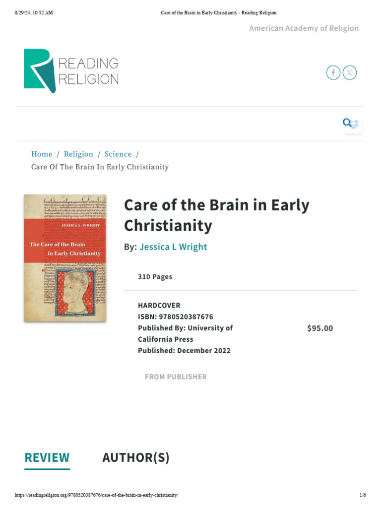 Review Care of The Brain in Early Christ | PDF | Theology | Soul