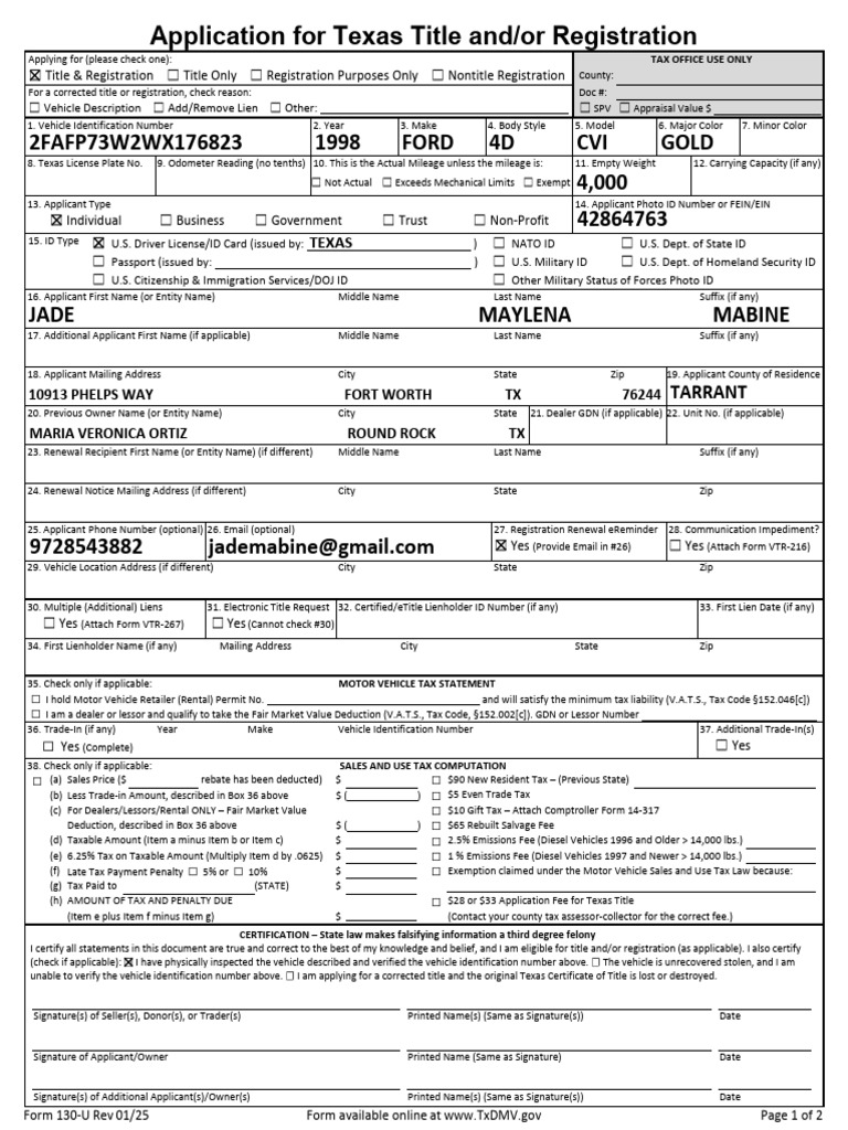 Applicant Photo ID and FEIN/EIN Info | PDF | Taxes | Vehicle ...