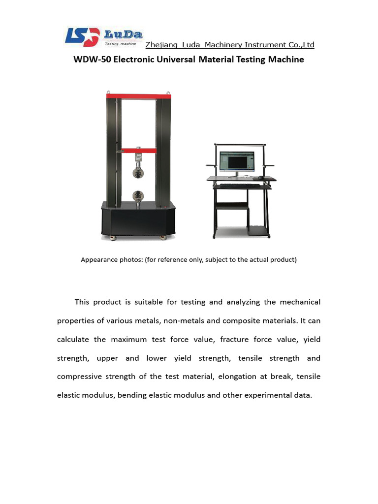 WDW-50 Datasheet | PDF | Deformation (Engineering) | Strength Of Materials