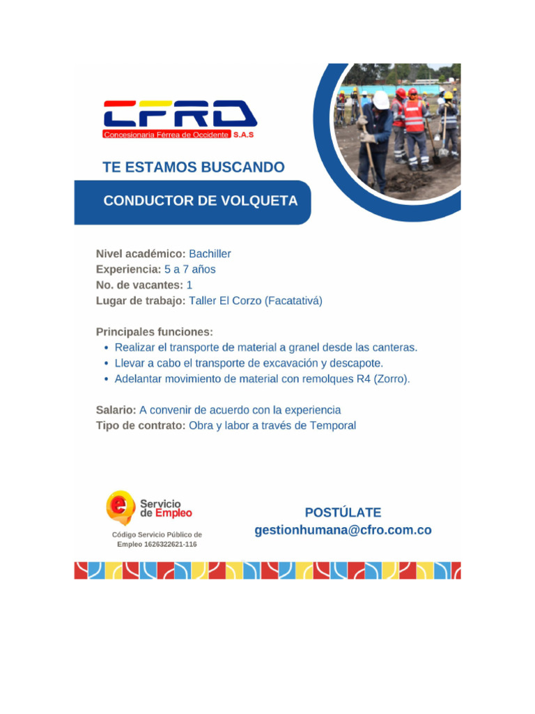 Ofertas Laborales - Proyecto Regiotram de Occidente (CFRO) | PDF