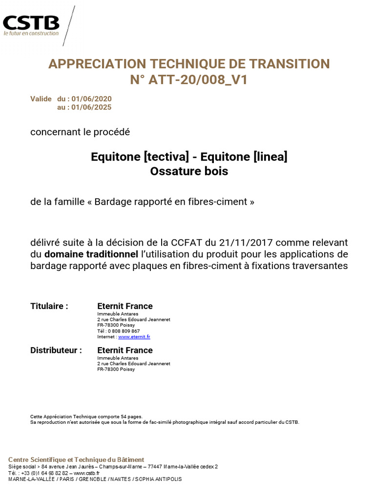 Évaluation Technique Bardage Equitone | PDF | Bois (matériau de ...